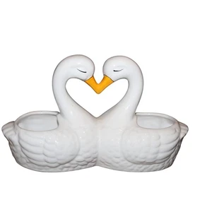 Vintage Swan Goose Cottage Core Kitchen Sponge Holder Or Planter Kissing Geese - Picture 1 of 4