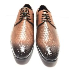 Franco Vanucci Mens Slip On Dress Embossed Horsebit Brown Loafers Size 12 Us New