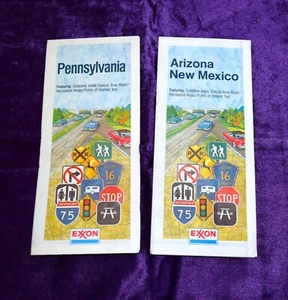 Lot 2 Vtg 1980’s Exxon Road Map Texas? Nevada California Americana Travel New - Picture 1 of 2