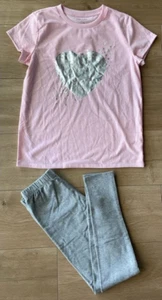 BCBG Lounge Pajama T-Shirt/Pants Heart Design Size Large 14/16 Pink/Silver NWOT - Picture 1 of 4