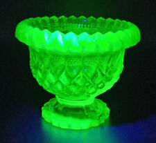 ANTIQUE VICTORIAN VASELINE/URANIUM YELLOW TOPAZ GLASS CANDY BOWL H GREENER C1900