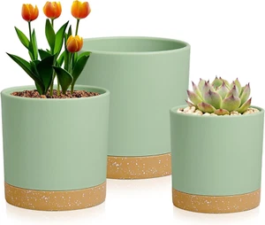 4/5/6 Inch Plant Pots Indoor, 3 Pack Modern Plastic Planter with Drainage Holes - Picture 1 of 12