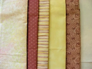 Cotton - Quilting - 4 1/4 yard Fabric Lot - Mauve-To-Buttery Cream - Picture 1 of 7