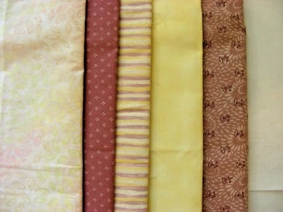 Algodón - Acolchado - Lote de tela de 4 1/4 yardas - Crema malva a mantequilla  Foto 1 de 4