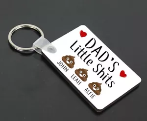 Dads Little Shits Keyring Personalised Funny Gift For Daddy Fathers Day Gift - Picture 1 of 1