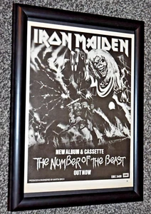 IRON MAIDEN band A4 FRAMED number of the beast ALBUM original 1982 promo poster - Picture 1 of 1