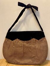Vintage Brown Tweed Flex-Frame Shoulder/Clutch Bag W/Black Velvet Trim & Strap