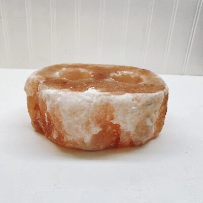 Natural Himalayan Salt Tea Light Double Candle Holder - Image 1 of 4