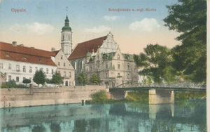 AK Oppeln, Opole, Schlossbrücke, Evangelische Kirche - Bild 1 von 2