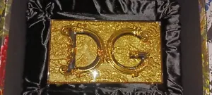 Dolce & Gabbana D&G Plexiglass Girl Clutch Bag With  Embedded GOLD LAME Jacquard - Picture 1 of 18