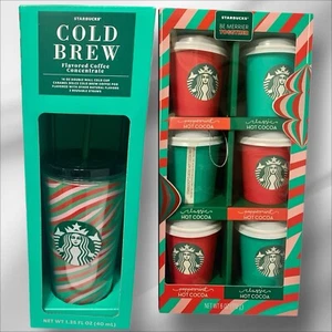 Starbucks Be Merrier Together Cocoa Cup Ornament Set Cold Brew Cold Cup LESEN - Bild 1 von 19