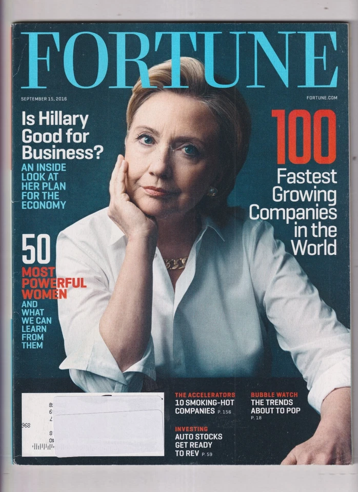 Fortune September 5, 2016 Hillary Clinton, 50 Most Powerful Women,  100 Fastest - Image 1 of 1