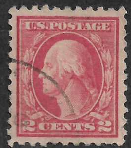 US # 425 (1913) 2c George Washington - P10 - SLwm (Tear) - Used - XF/S - Picture 1 of 2