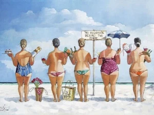 No Alcohol Beyond This Point II by West Comical Women Beachside Art Print 11x14 - Picture 1 of 1
