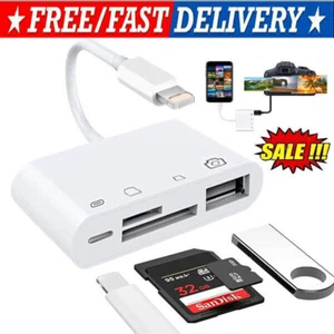 For iPhone iPod iPad IOS 12 Portable 4 in 1 USB SD TF Card Reader Camera Adapter - Picture 1 of 11