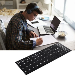 Keyboard Sticker Spanish Waterproof Black Background For 10In To 17In Laptop TDM - Picture 1 of 24
