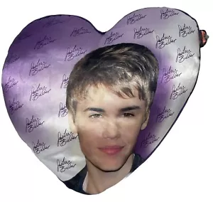 Justin Bieber Heart Shaped Silky Cushion Pillow 2011 By Bravado - Picture 1 of 6