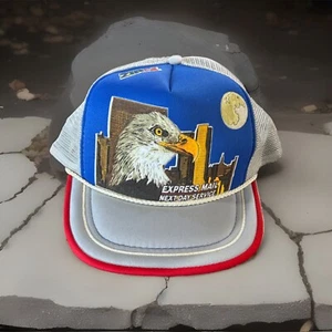 USPS Vintage Express Mail Next Day Service Eagle Mesh Trucker Snapback Hat Rope - Picture 1 of 7