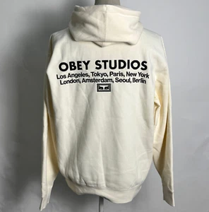 Obey Men's Box Hoodie Sweatshirt Obey Studios Unbleached Size L NWT Andre Eyes - Picture 1 of 3