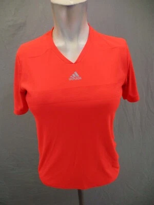 Top deportivo ajustado manga corta cuello en V coral talla L para niñas Adidas Barricade 895 Foto 1 de 4