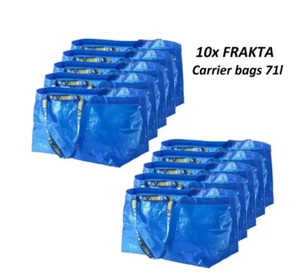 New ikea Large Blue Reusable Carrier Bags 71L Shopping Storage Strong Holdal 10x - Picture 1 of 5