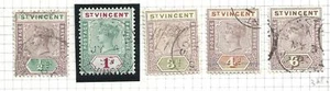 1899 ST. VINCENT - SG n. 67/70-71/73-74 5 valori USATI - Picture 1 of 1
