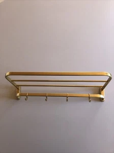 Garderobe 50 60er Wandgarderobe Hut Ablage 4 Haken goldfarben 60cm rockabilly - Bild 1 von 10