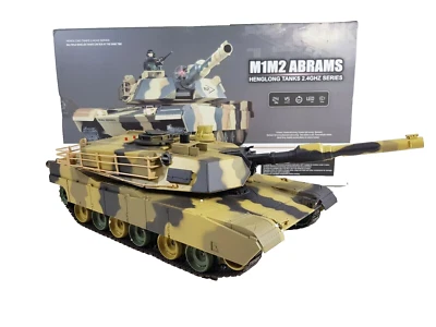 RC Abrams Tank 1/24 RTR Large Scale RC M1A2 Lights Sound BB IR Heng Long Army UK - Image 1 of 4