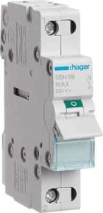 Hager SBN116 Ausschalter 1P, 16A,  1 Schließer 230V AC, IP20 Reiheneinbau Neu - Bild 1 von 1