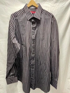 REPORT COLLECTION tall brown striped long sleeve button up shirt Size 2XT flip - Picture 1 of 15