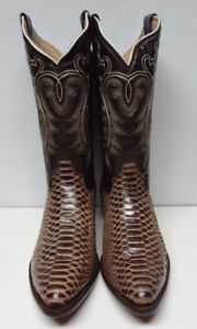  Men's   Python rustico cafe leather print  Western Cowboy Boots Size 12   C135