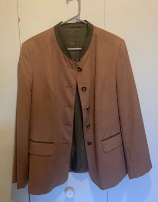 Chaqueta abotonada de gamuza marrón claro alemana Distler original vintage - para mujer talla 42 Foto 1 de 4