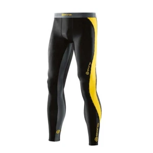 SKINS DNAMIC MENS COMPRESSION LONG TIGHTS - BLACK / CITRON HOT BARGAIN - Picture 1 of 6