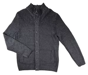 METHOD Mens XL Knit Cardigan Sweater Gray Black Mock Neck Button Up Dad Grandpa - Picture 1 of 11