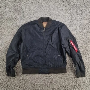 Alpha Industries Jacket Mens Extra Large MA-1 Black Orange Bomber Military - Picture 1 of 11