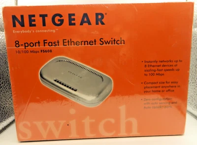NETGEAR -FS608 8-Port Fast Ethernet Switch - 10/100 Mbps - New in Box - See Pics - Image 1 of 4
