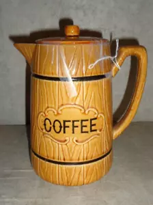 Vintage Coffee Pitcher Server Royal Sealy 2 Cups Cream & Sugar Golden Brown * - Picture 1 of 9