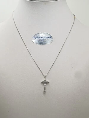 Recarlo Collar Mujer con Cruz Oro Blanco 18KT y Diamantes De 0,48 (0009) Outlet - Imagen 1 de 4