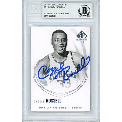 Cazzie Russell Signed 2011-12 SP Authentic #67 Card AUTO Beckett Slab Wolverines - Image 1 of 4