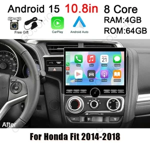 64GB Apple CarPlay Android 13 Car Stereo Radio WIFI Navi For Honda Fit 2014-2018 - Foto 1 di 16