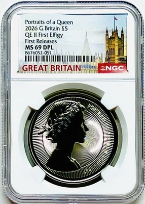 2026 GB 5PD NGC MS69 DPL QEII PORTRAITS OF A QUEEN - 1ST EFFIGY FIRST RELEASES - Image 1 of 3