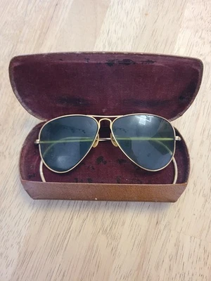 B & L, 1940-е АВИАТОРСКИЕ ОЧКИ, 12K GF, СТЕКЛЯННЫЕ ЛИНЗЫ ОРИГИНАЛЬНЫЕ - Изображение 1 из 4