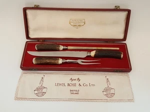 Sheffield Besteck Hirschhorn Schnitzset Lewis Rise & Co in OVP wunderschön - Bild 1 von 18