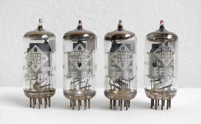 PERFECT MATCHED QUAD TESTED TUBES EF86 6CF8 6267 TELEFUNKEN NOS CHROME PLATE    - Image 1 of 2