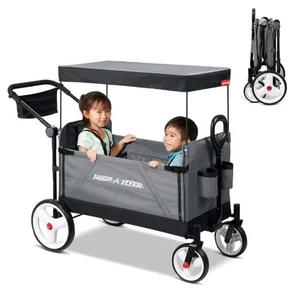 Radio Flyer City Luxe Stroll 'N Wagon grau mit Eltern Caddy & internem Stauraum - Bild 1 von 11