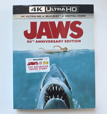 JAWS 50th Anniversary 4K Ultra HD + Blu-ray + Digital BRAND NEW 4K UHD Slipcover - Image 1 of 4