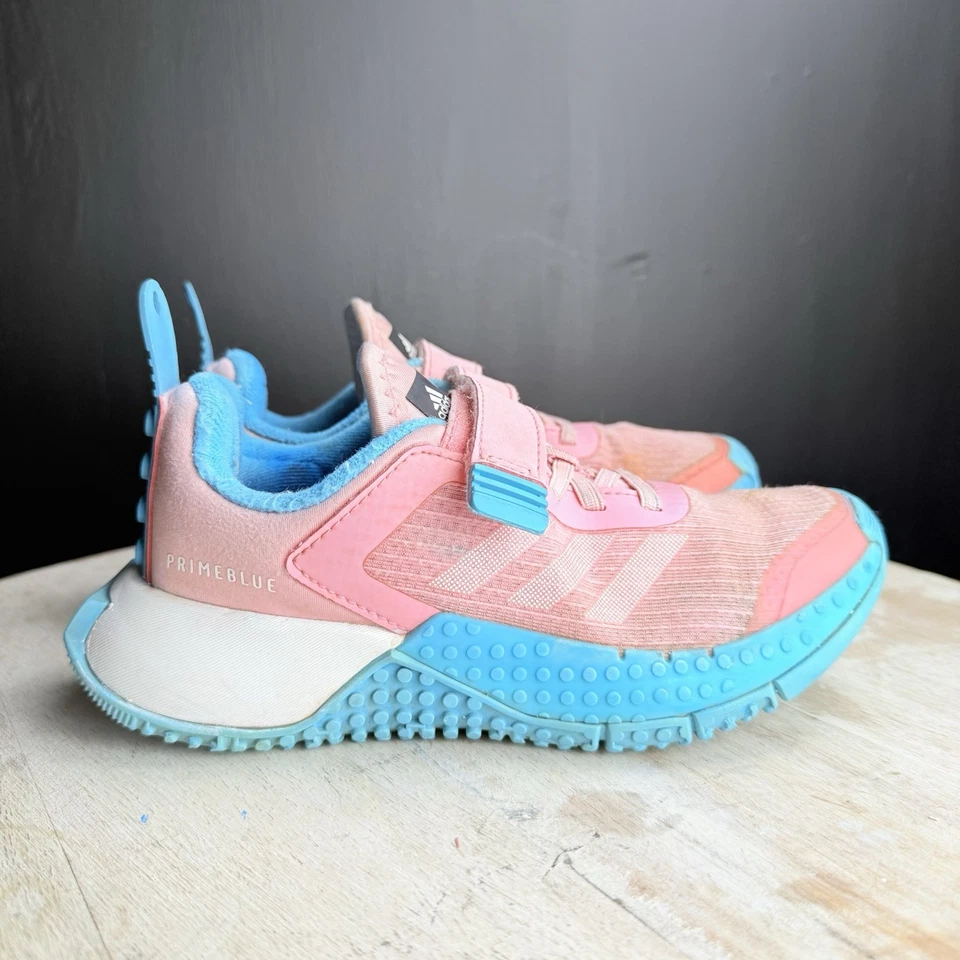 Adidas x Lego Sport El K Girls Sneaker Size 13 Pink And Light Blue Pull On  - Image 1 of 4