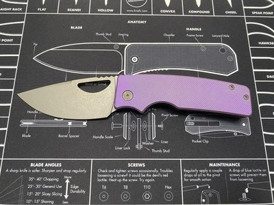 OZ Machine Co - Roosevelt XL / Angle Milled Purple Stonewash / M390 Blade - Image 1 of 4