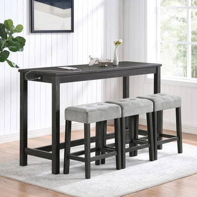 Bar Table Set with Power Outlet Bar Table and Chairs Set4 Piece Dining Table Set Foto 1 de 4