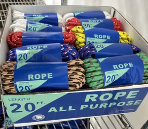 Braided Rope 3/8" x 20' Assorted Colors $ is for 1 Pk of Rope - Picture 1 of 2